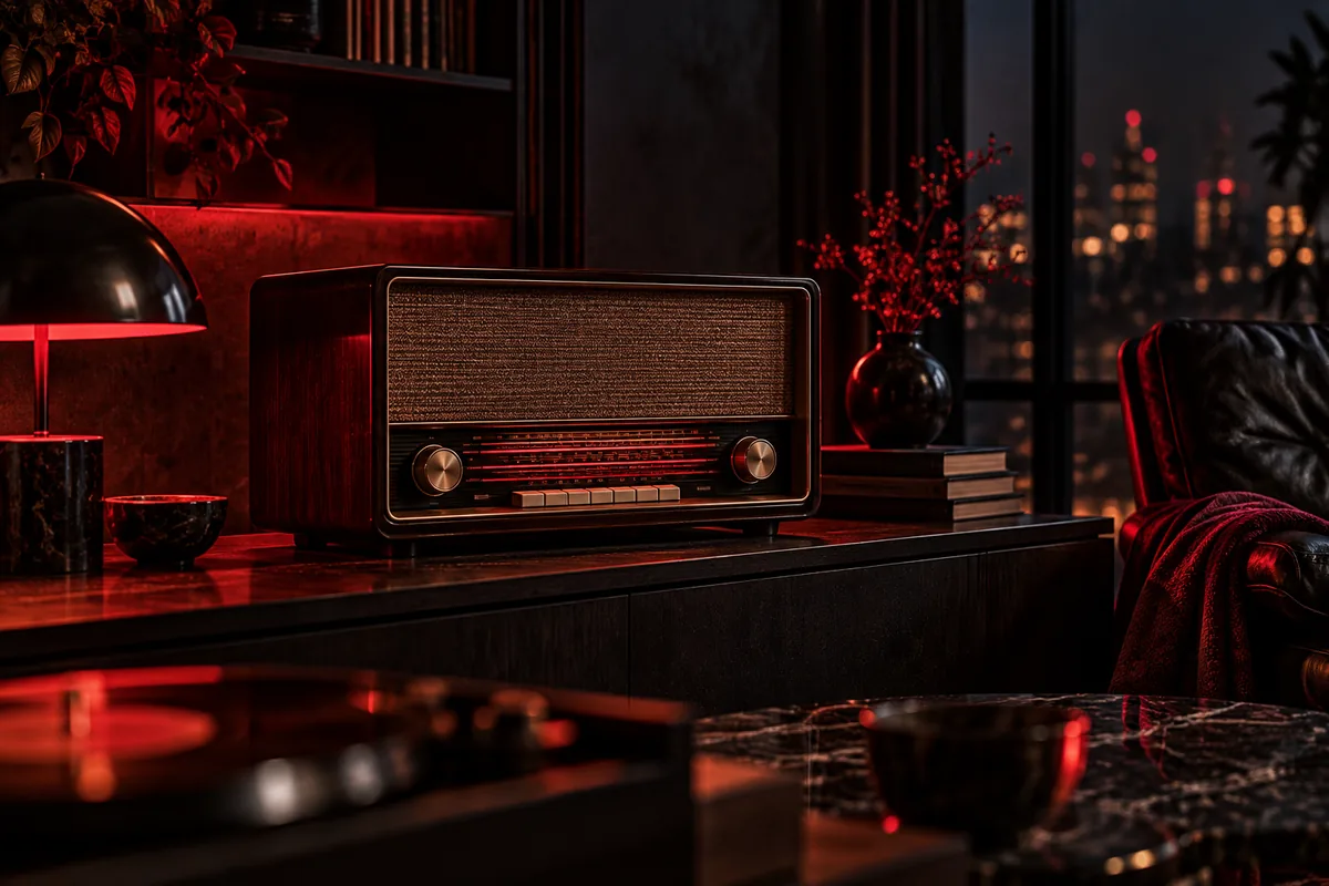 An original cinematic listening-room still life