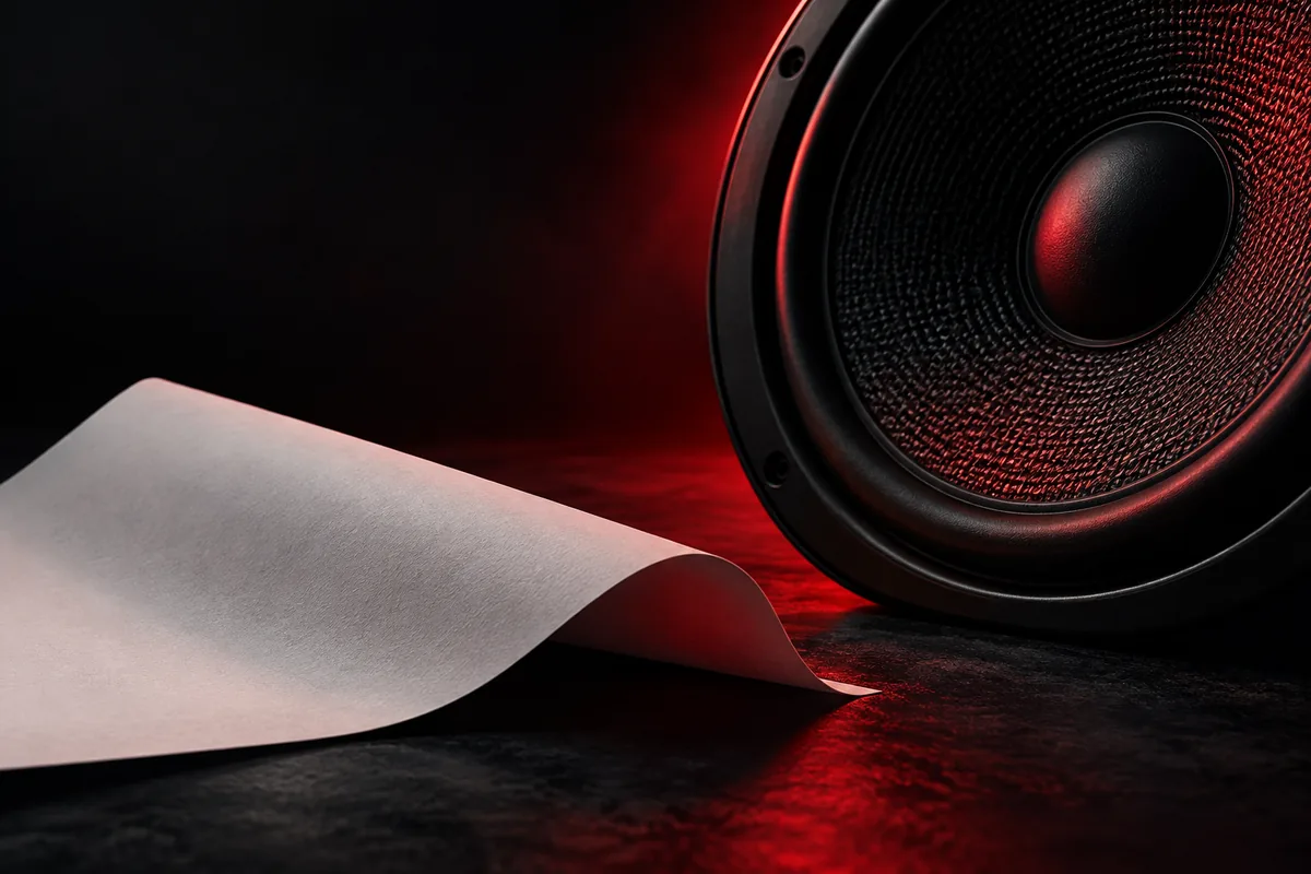 Speaker texture and a folded blank page